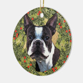 Boston Terrier Wreath Keramikornament (Links)
