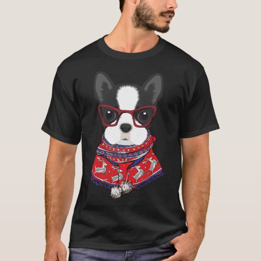 Boston Terrier Xmas Sweaters T-Shirt (Vorderseite)