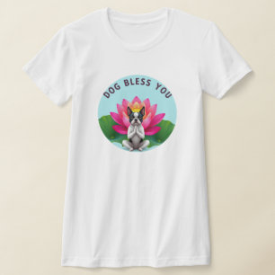 Boston Terrier Yoga meditierender Hund segne dich T-Shirt