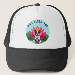 Boston Terrier Yoga meditierender Hund segne dich  Truckerkappe