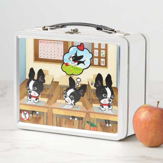 Boston Terrier zurück in die Schulessenbox Metall Brotdose (Beispiel)