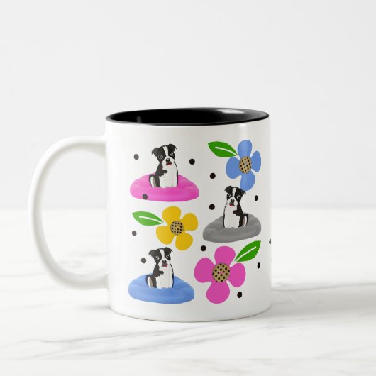 Boston Terrier Zweifarbige Tasse (Links)