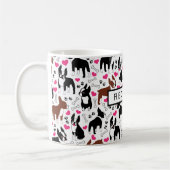 Boston Terriers and Hearts Cute Custom Name Kaffeetasse (Links)