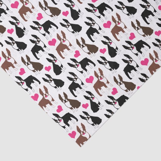 Boston Terriers and Hearts Seidenpapier (Ausschnitt)