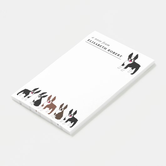 Boston Terriers Black and White and Red Brown Post Post-it Klebezettel (angewinkelt)