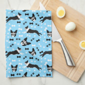 Boston Terriers Blue Dog Pattern Geschirrtuch (Viertel Falte)