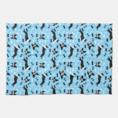 Boston Terriers Blue Dog Pattern Geschirrtuch (Horizontal)