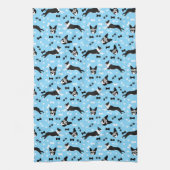Boston Terriers Blue Dog Pattern Geschirrtuch (Vertikal)