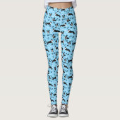 Boston Terriers Blue Pattern Niedlich Leggings (Vorderseite)