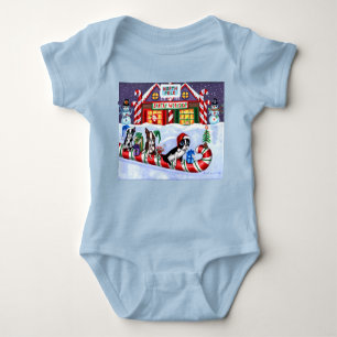 Boston Terriers Candy Cane Santa Christmas Snowman Baby Strampler