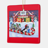 Boston Terriers Candy Cane Santa Christmas Snowman Keramikornament (Links)