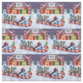 Boston Terriers Candy Cane Santa Christmas Snowman Stoff (Muster)