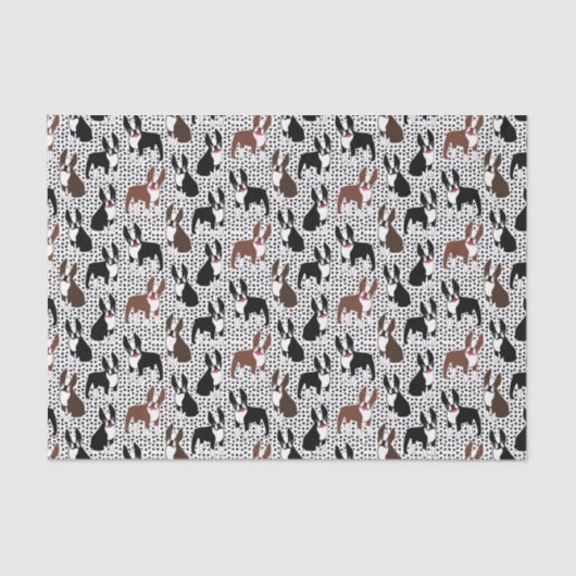 Boston Terriers Cute Puppy Dog Pattern Seidenpapier (Vorderseite)