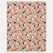 Boston Terriers Decke - Blumendesign (Vorderseite)