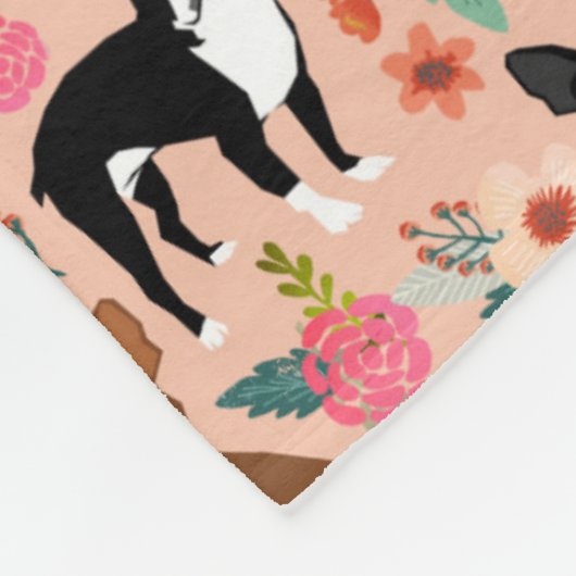 Boston Terriers Decke - Blumendesign (Ecke)
