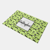 Boston Terriers Dog Green Pattern Fußmatte (Schrägansicht)
