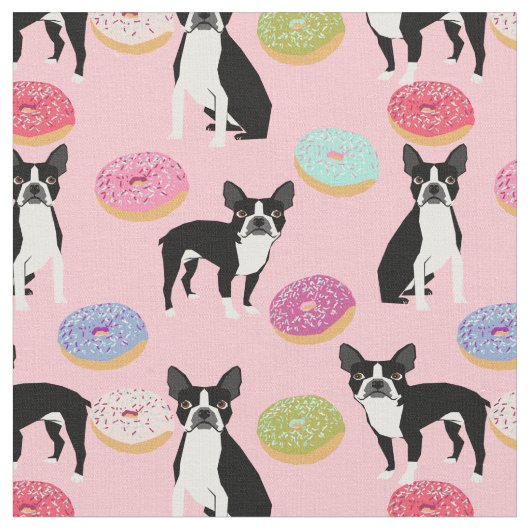 Boston Terriers Donuts - Niedliches Hundefutter Stoff (Nahaufnahme)