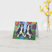 Boston Terriers "Friends" Notecard Karte (Gelbe Blume)