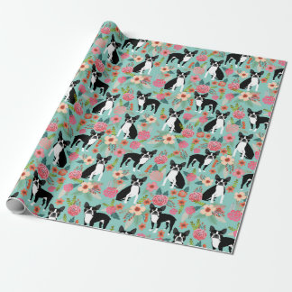 Boston Terriers Frühlingsblumen Geschenkpackung Geschenkpapier