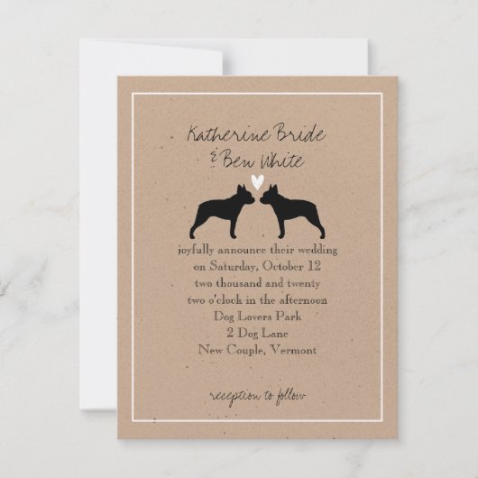Boston Terriers Hochzeitseinladung Einladung (Vorderseite)