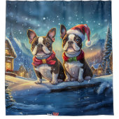 Boston Terriers Holiday Design by Rich AMeN Gill Duschvorhang (Vorderseite)