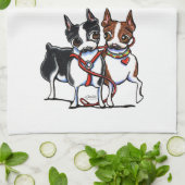 Boston Terriers Leashed Handtuch (Gefaltet)