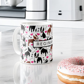 Boston Terriers und Herzen Süßer benutzerdefiniert Kaffeetasse