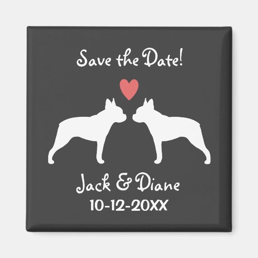 Boston Terriers Wedding Save the Date Magnet (Vorne)