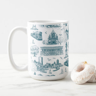 Boston Toile (Anniversar-Ausg.) Blau/Weiß Kaffeetasse