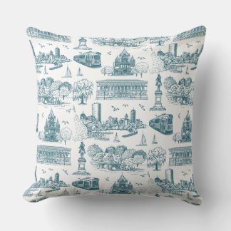 Boston Toile (Anniversary Ed.) Blau/Weiss Kissen