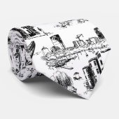 Boston Toile Black and White Neck Tie Krawatte (Gerollt)