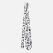 Boston Toile Black and White Neck Tie Krawatte (Rückseite)