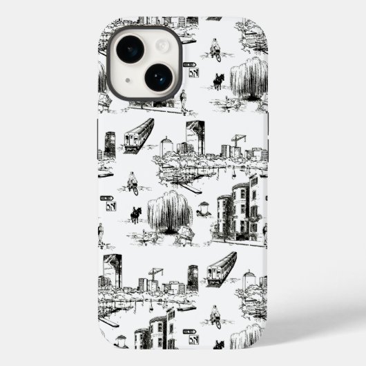 Boston Toile Black and White Phone Case (Rückseite)