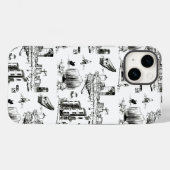 Boston Toile Black and White Phone Case (Rückseite (Horizontal))