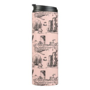 Boston Toile Black und Pink Thermosbecher