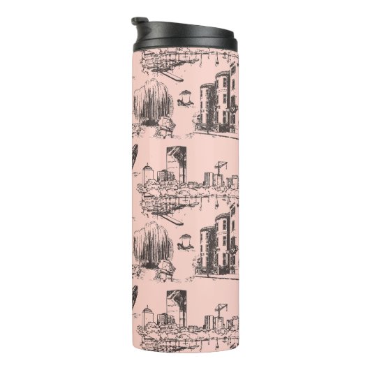 Boston Toile Black und Pink Thermosbecher (Nach rechts gedreht)