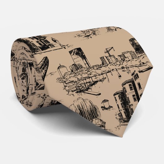 Boston Toile Black und Tan Neck Tie Krawatte (Gerollt)