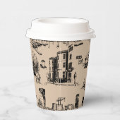 Boston Toile Black und Tan Pappbecher (Rechts)