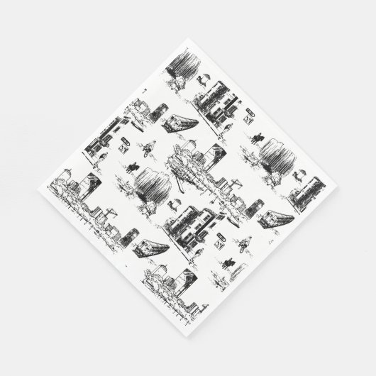 Boston Toile Black und White Serviette (Ecke)