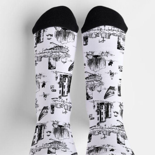 Boston Toile Black und White Socken (Oben)