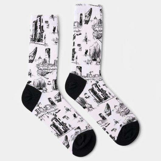 Boston Toile Black und White Socken (Rechts)