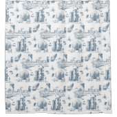 Boston Toile Blue Duschvorhang (Vorderseite)