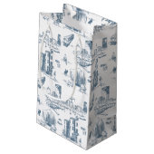 Boston Toile Blue Gift Bag Kleine Geschenktüte (Rückseite Schrägansicht)