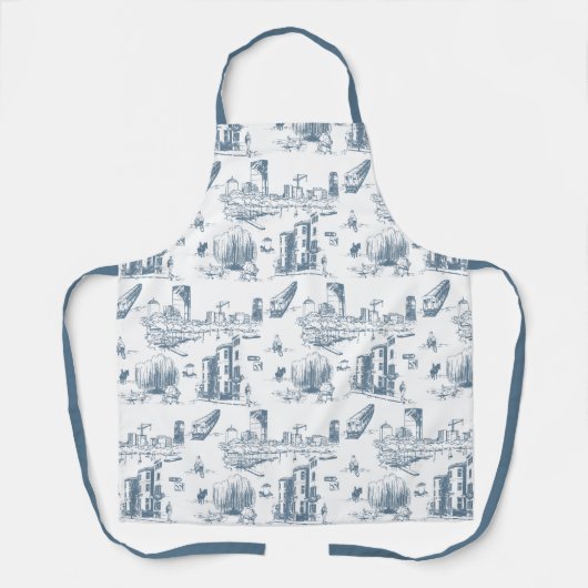 Boston Toile Blue Schürze (Vorderseite)