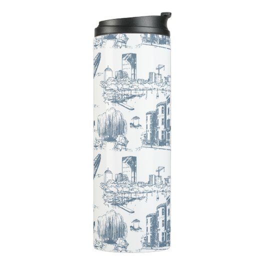 Boston Toile Blue Thermosbecher (Nach links gedreht)