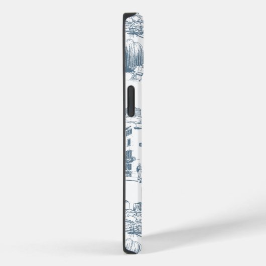 Boston Toile Blue und White Phone Case (Rückseite / Rechts)