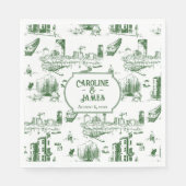Boston Toile Forest Green Custom Paper Napkins Serviette (Vorderseite)
