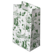 Boston Toile Forest Green Personalisiert Gift Bag Kleine Geschenktüte (Rückseite Schrägansicht)
