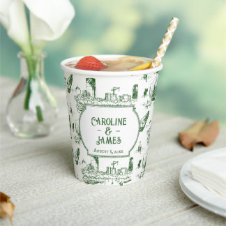 Boston Toile Forest Green Personalisiert Paper Cup Pappbecher