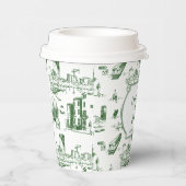 Boston Toile Forest Green Personalisiert Paper Cup Pappbecher (Rechts)